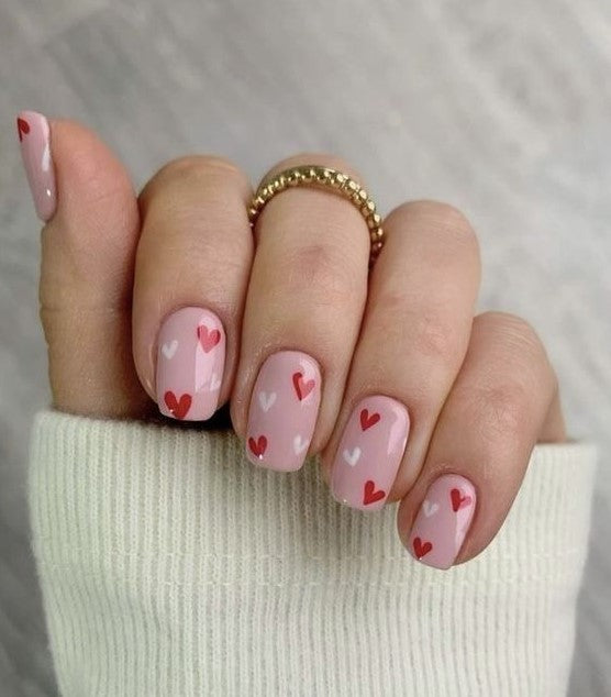 Try This Heart Nail Art With Pearls For V-Day -  Fashion Blog
