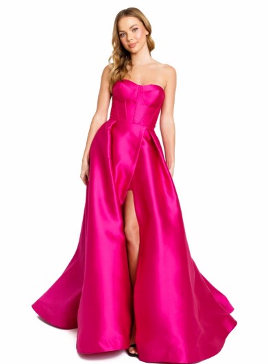 open lace back dress Nicole Bakti Strapless Evening Dress 7082