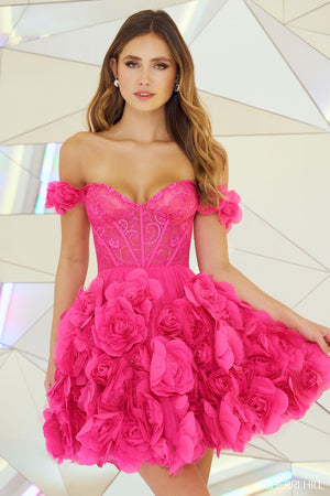 Sherri Hill 55717 prom dress images.  Sherri Hill 55717 is available in these colors: Ivory, Red, Black, Bright Pink.