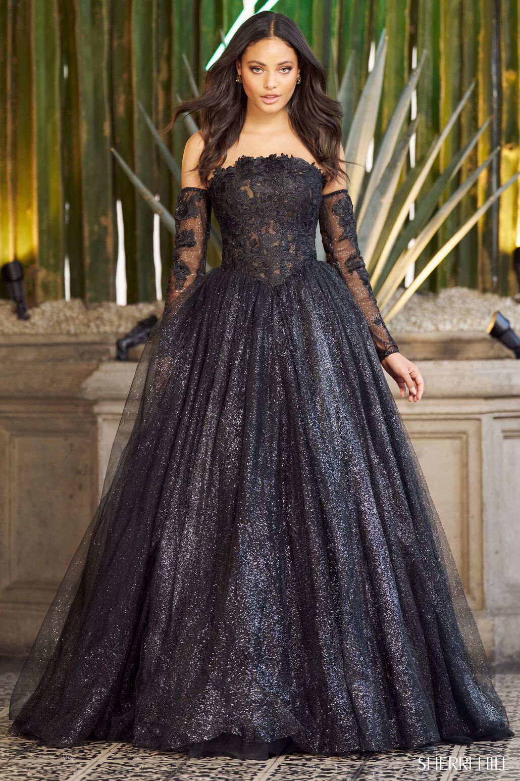 sherri hill black off the shoulder dress Sherri Hill 56442 Mia Bella The Label
