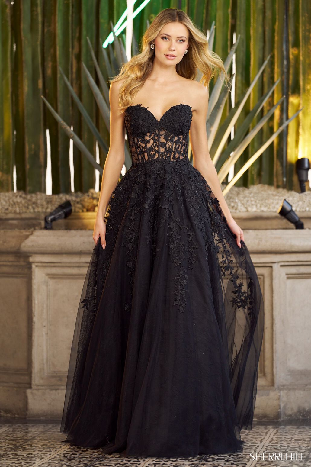 Sherri Hill 55760 prom dress images. Sherri Hill 55760 is available in these colors: Ivory Nude, Royal, Ivory, Lilac, Magenta, Black, Light Blue, Bright Pink, Red, Periwinkle, Navy, Wine.