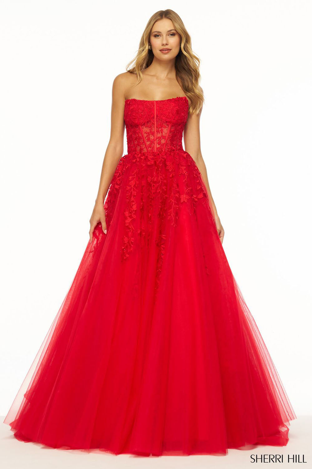 Sherri Hill 55993 prom dress images. Sherri Hill 55993 is available in these colors: Ivory Nude, Lilac, Bright Pink, Black, Red, Royal, Ivory, Blush, Light Blue, Yellow.