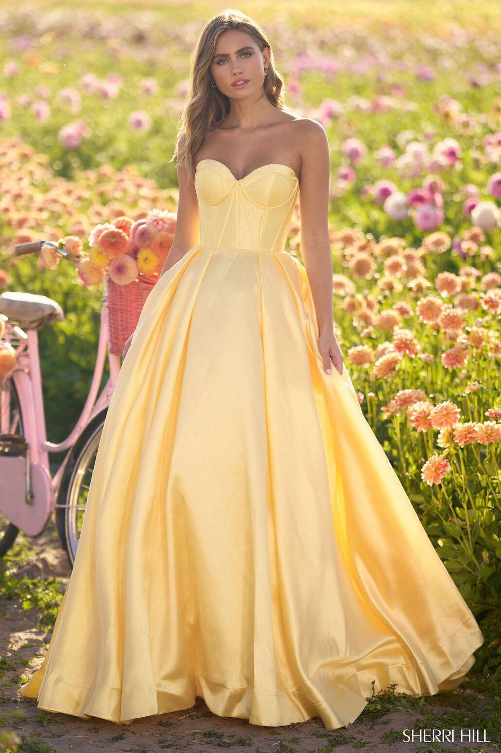 Sherri Hill 56133 prom dress images. Sherri Hill 56133 is available in these colors: Red, Black, Emerald, Royal, Yellow, Ivory, Light Blue, Fuchsia, Lilac, Purple, Champagne, Blush.