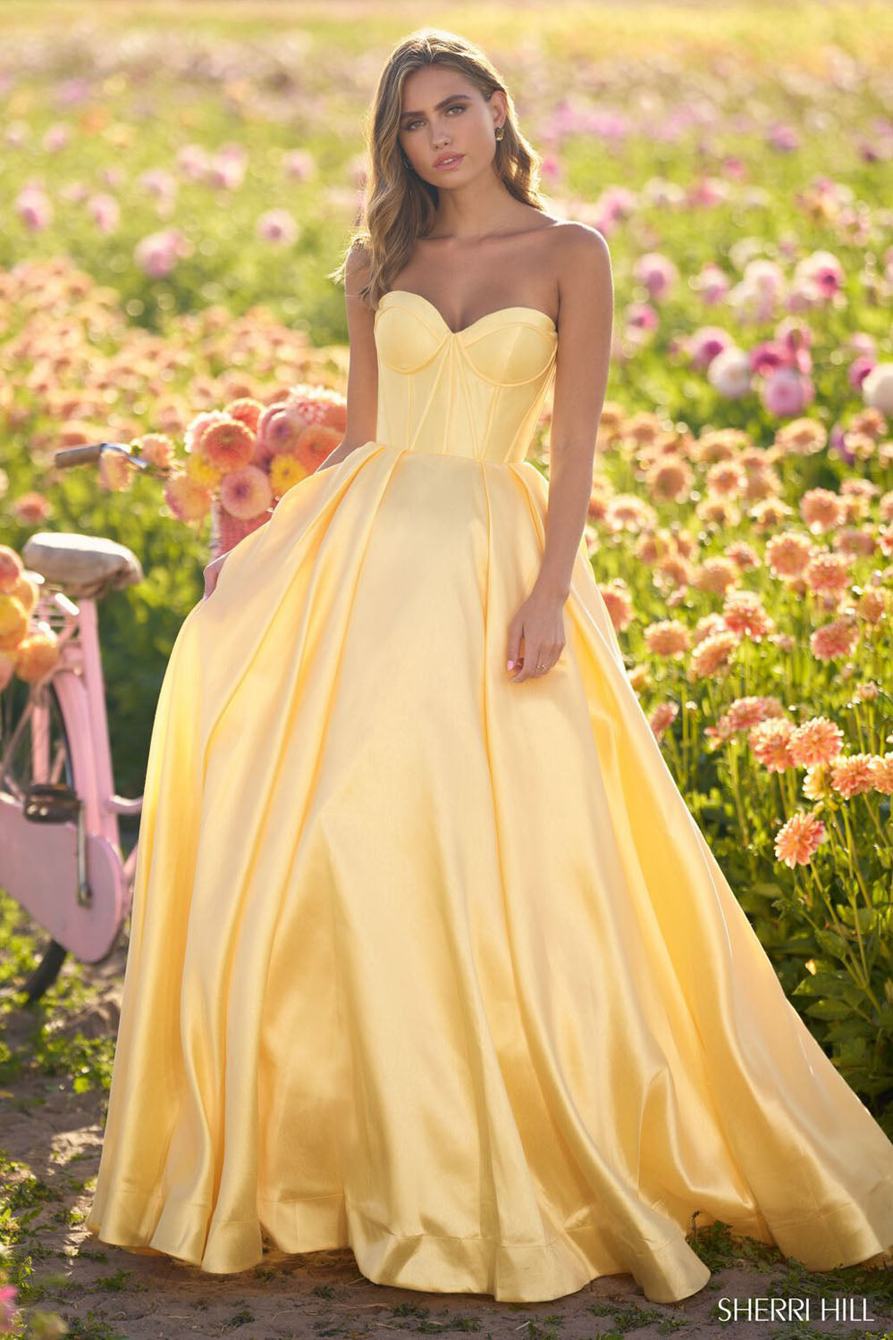 Sherri Hill 56133 prom dress images. Sherri Hill 56133 is available in these colors: Red, Black, Emerald, Royal, Yellow, Ivory, Light Blue, Fuchsia, Lilac, Purple, Champagne, Blush.