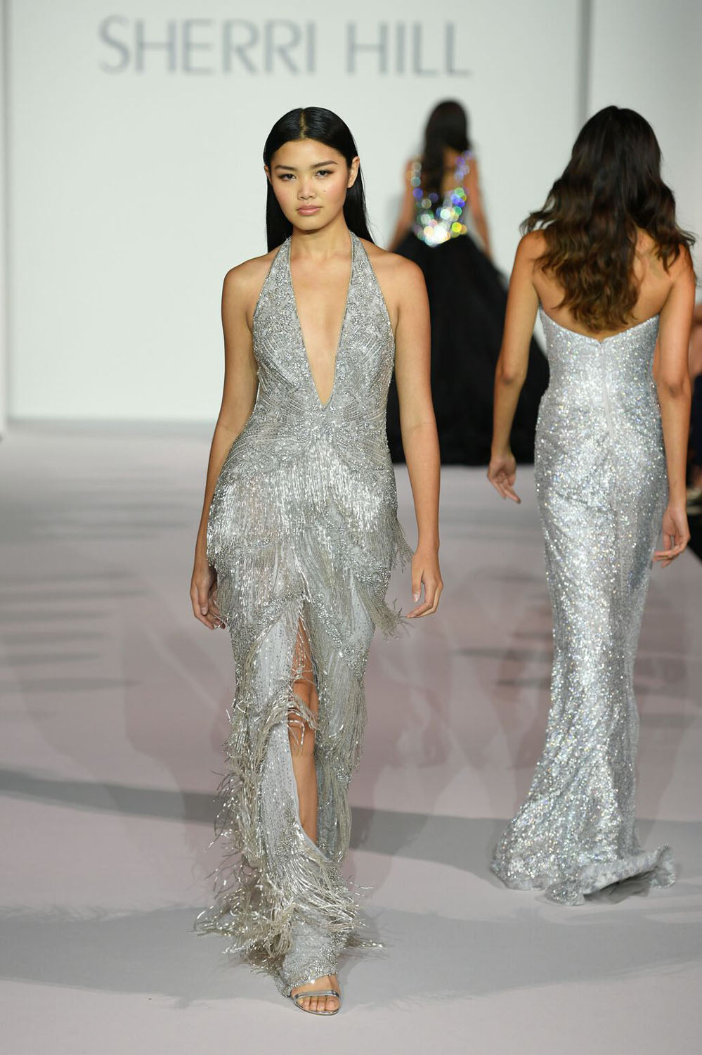 Sherri Hill 56387 prom dress images. Sherri Hill 56387 is available in these colors: Silver, Gold, Red.