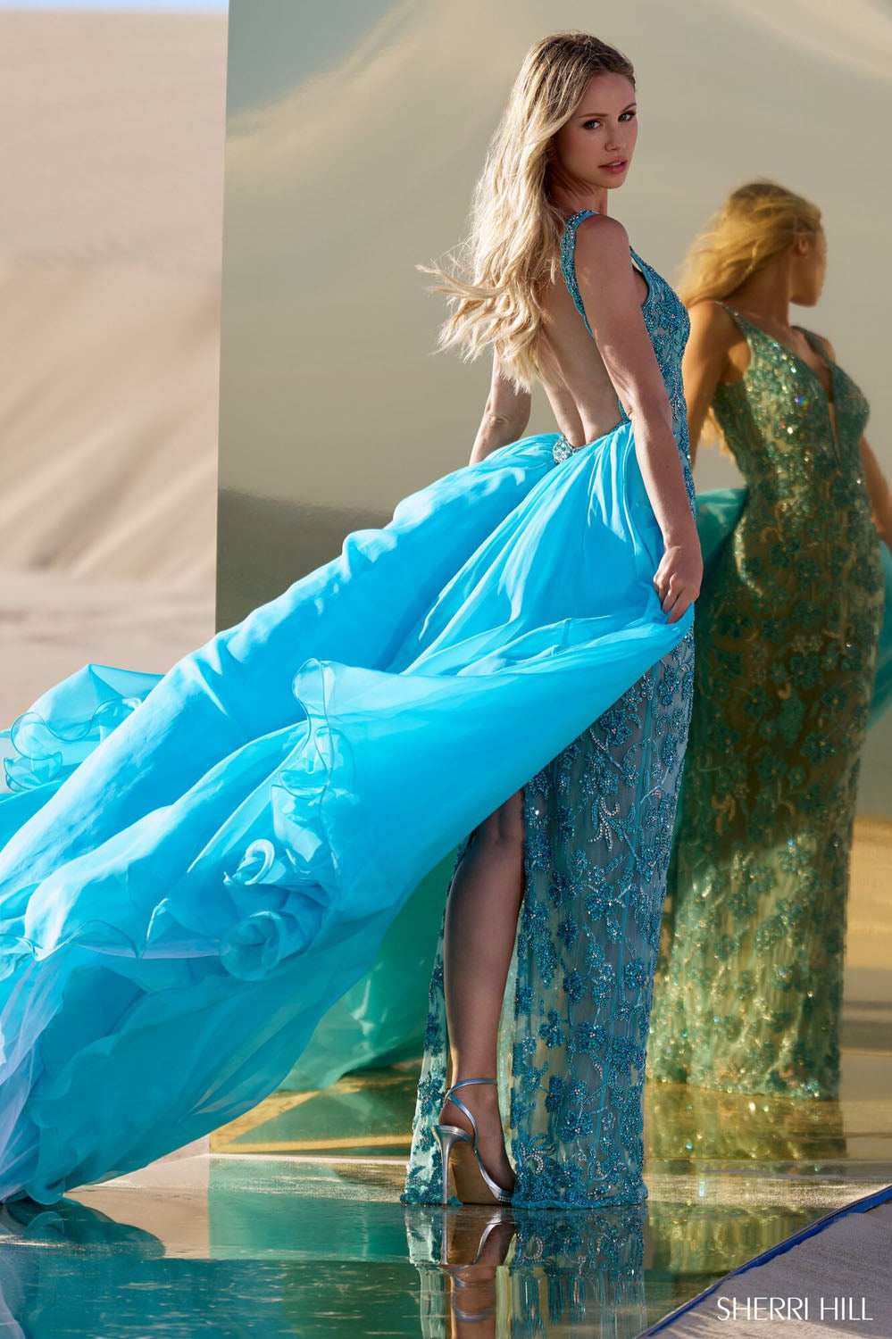 Sherri Hill 56390 prom dress images. Sherri Hill 56390 is available in these colors: Periwinkle, Blush, Jade, Bright Pink Nude, Red Fuchsia Nude.