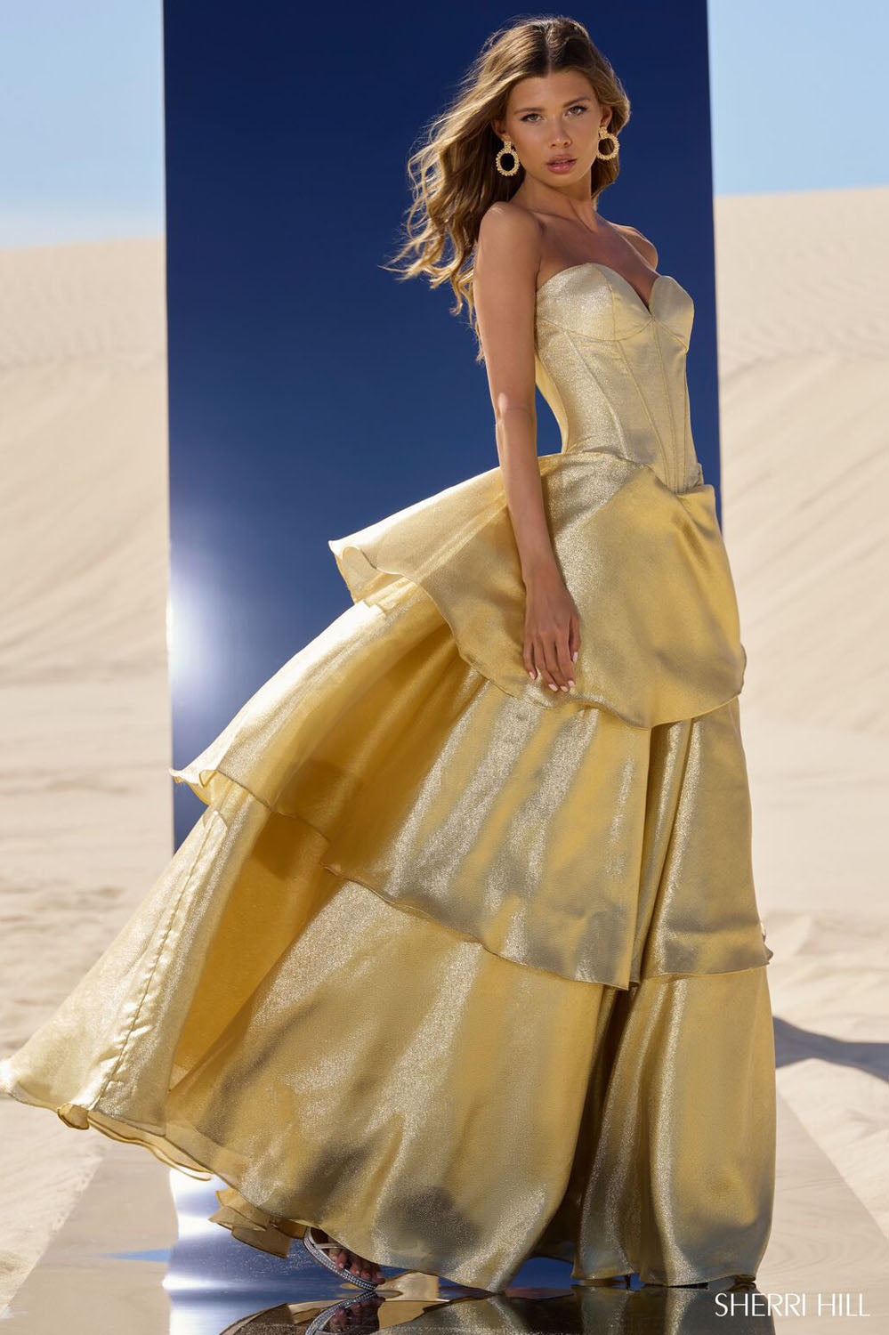 Sherri Hill 56724 prom dress images. Sherri Hill 56724 is available in these colors: Silver, Royal, Red, Light Blue, Gold.