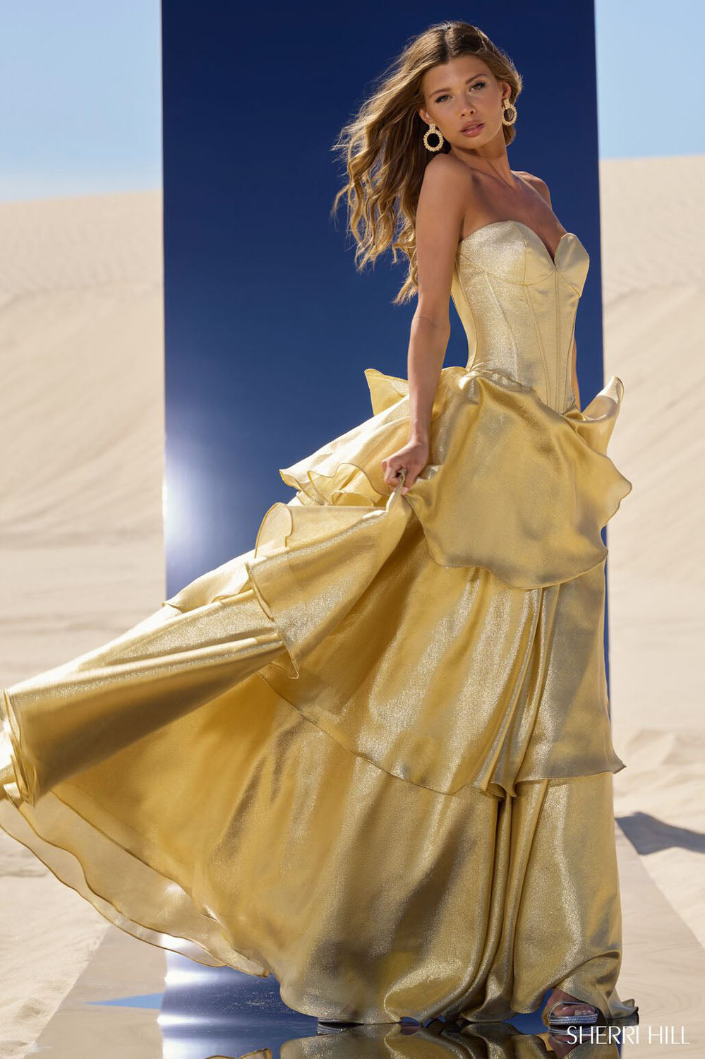 Sherri Hill 56724 prom dress images. Sherri Hill 56724 is available in these colors: Silver, Royal, Red, Light Blue, Gold.
