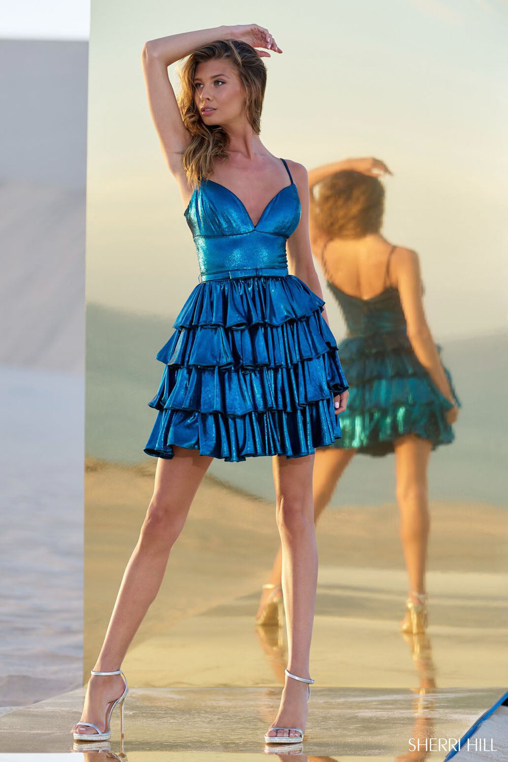 Sherri Hill 56824 prom dress images. Sherri Hill 56824 is available in these colors: Orange, Peacock, Lilac, Gunmetal, Gold, Fuchsia, Mocha, Jade, Chartreuse.