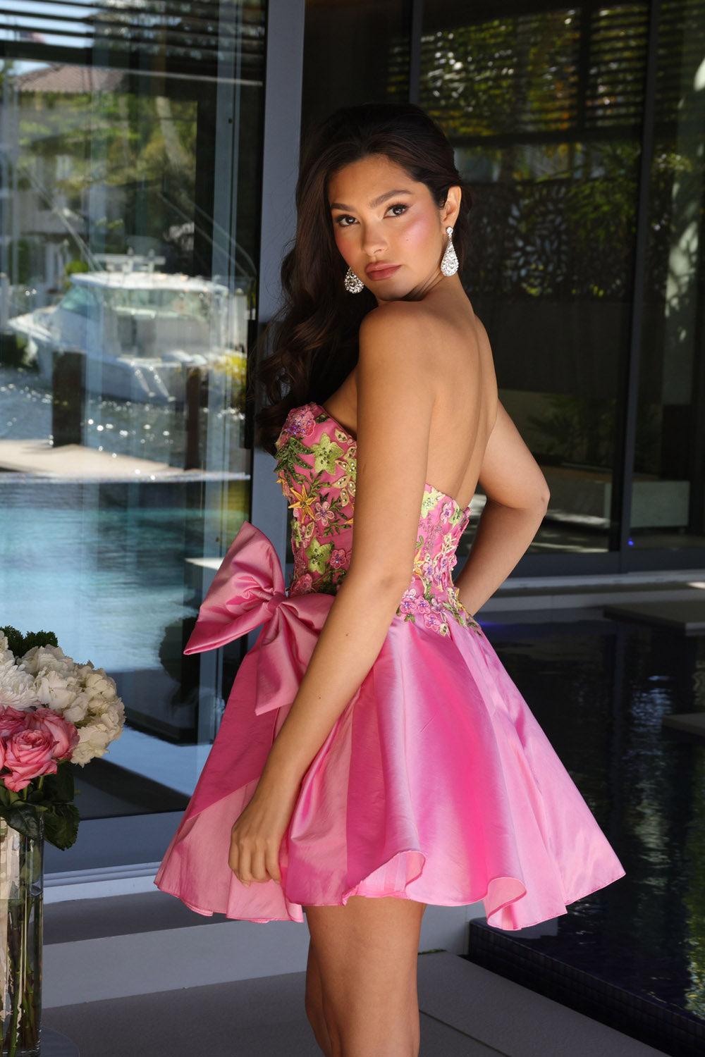 Ava Presley 26347 prom dress images. Ava Presley 26347 is available in these colors: Black Multi, Pink Multi, Yellow Multi.