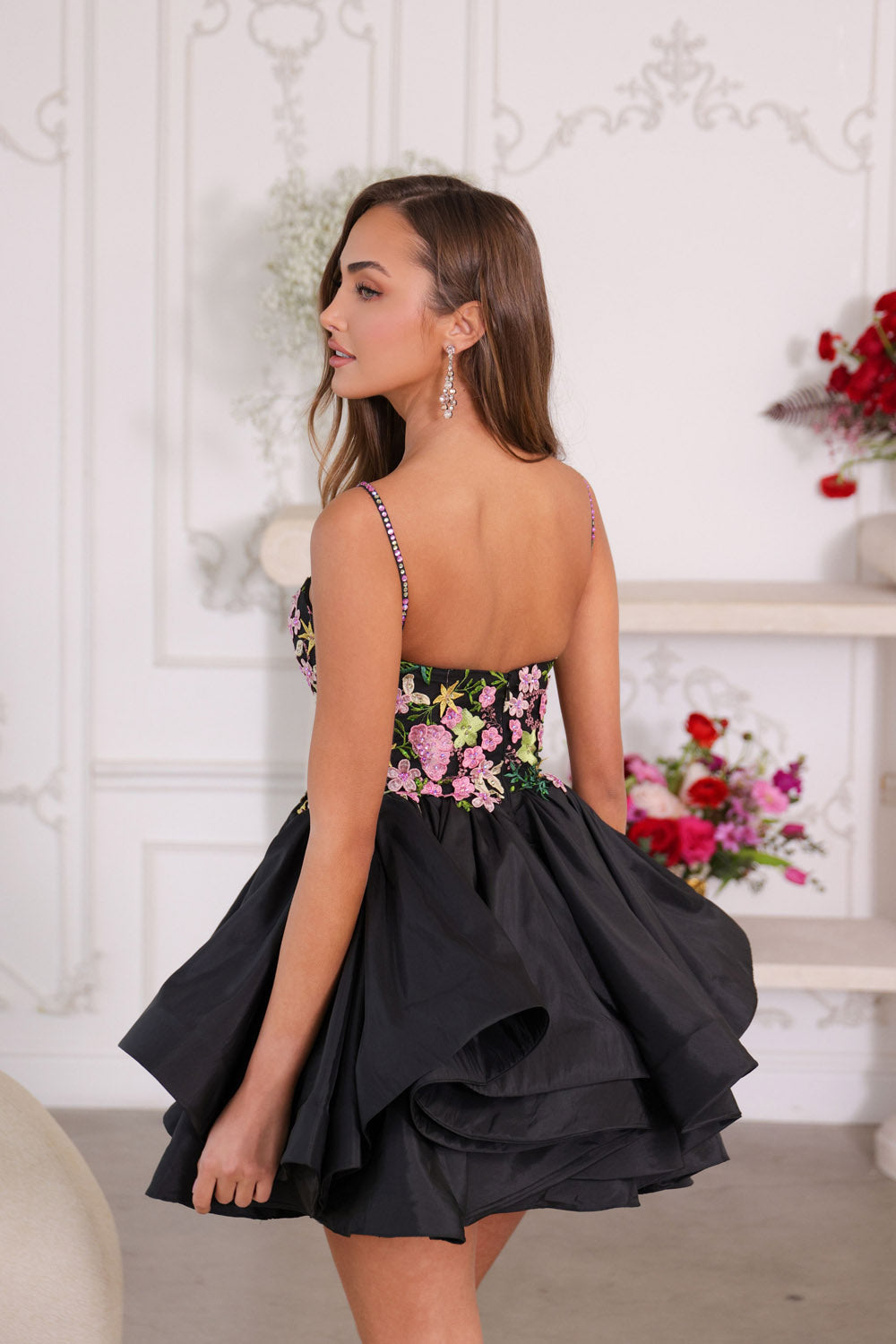 Ava Presley 26348 prom dress images. Ava Presley 26348 is available in these colors: Black Multi, Ice Pink Multi.
