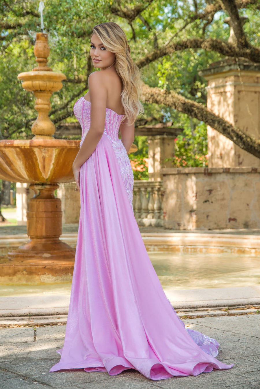Ava Presley 28291 prom dress images. Ava Presley 28291 is available in these colors: Iridescent Light Blue, Iridescent Light Pink.
