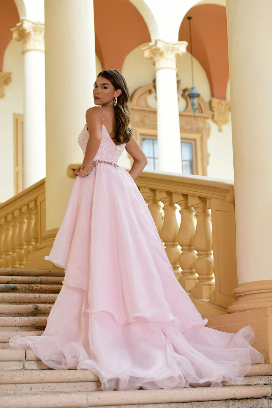 Ava Presley 28560 prom dress images. Ava Presley 28560 is available in these colors: Blush, Light Blue.