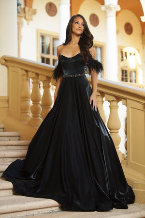 Ava Presley 28570 prom dress images. Ava Presley 28570 is available in these colors: Black, Coral Pink, White.