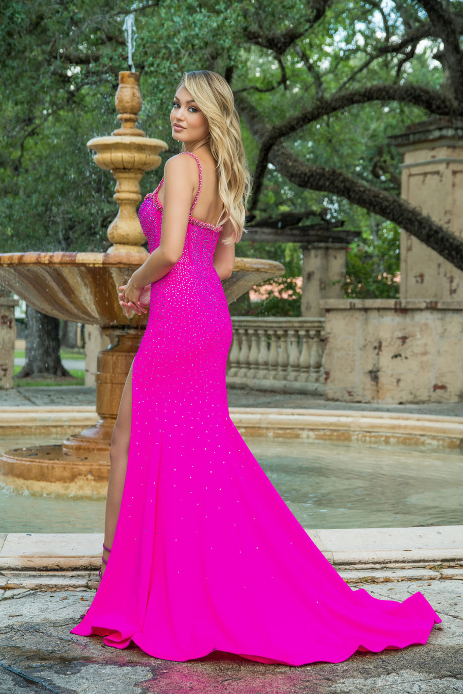 Ava Presley 28581 prom dress images. Ava Presley 28581 is available in these colors: Fuchsia, Turquoise.