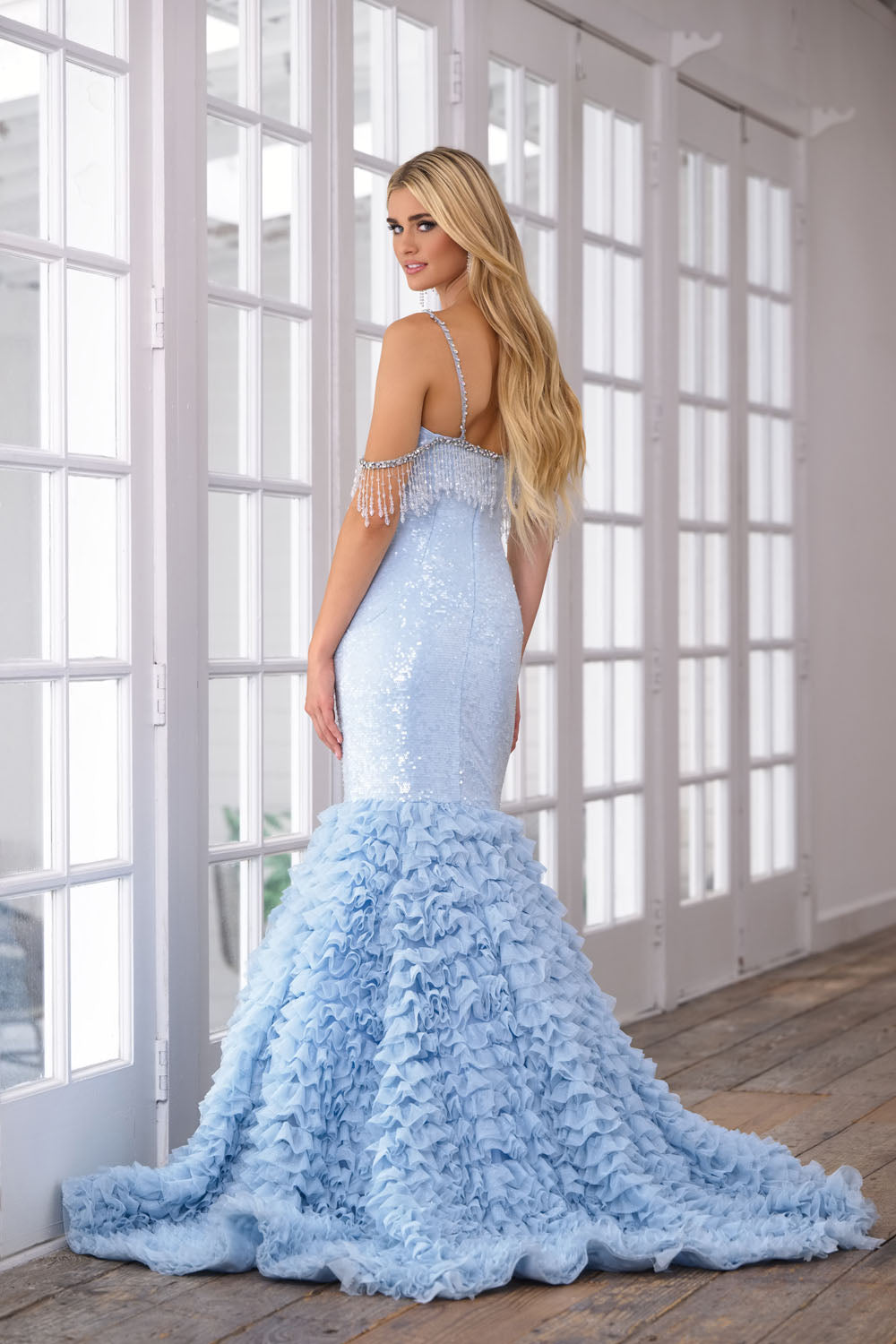 Ava Presley 28598 prom dress images. Ava Presley 28598 is available in these colors: Light Blue, Blush.