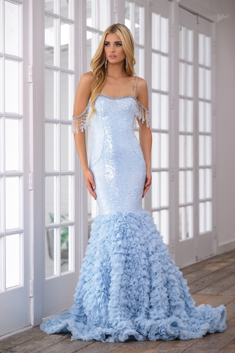 Ava Presley 28598 prom dress images. Ava Presley 28598 is available in these colors: Light Blue, Blush.