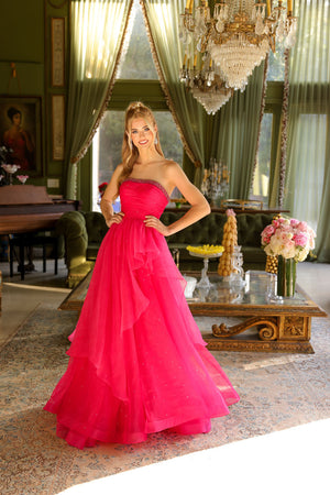 Ava Presley 29524 prom dress images.  Ava Presley 29524 is available in these colors: Hot Pink, Light Blue, White, Periwinkle.