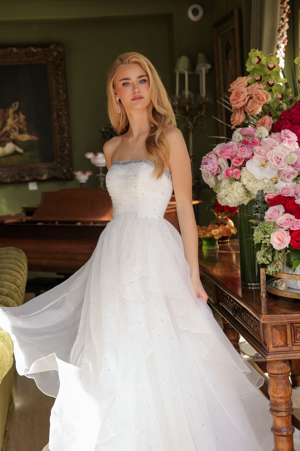 Ava Presley 29524 prom dress images. Ava Presley 29524 is available in these colors: Hot Pink, Light Blue, White, Periwinkle.