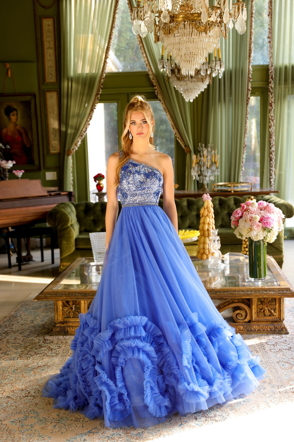 Ava Presley 29527 prom dress images. Ava Presley 29527 is available in these colors: Light Blue, Red, Periwinkle.