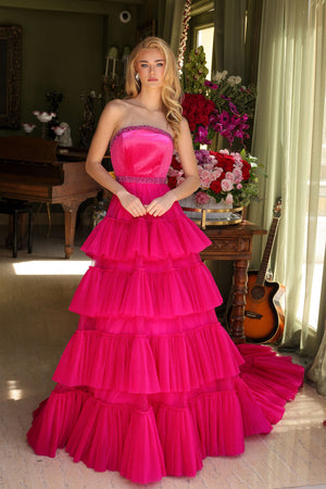 Ava Presley 29529 prom dress images.  Ava Presley 29529 is available in these colors: White, Fuchsia, Teal.