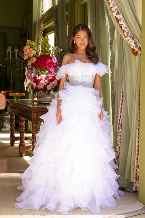 Ava Presley 29533 prom dress images.  Ava Presley 29533 is available in these colors: White, Light Blue, Hot Pink.