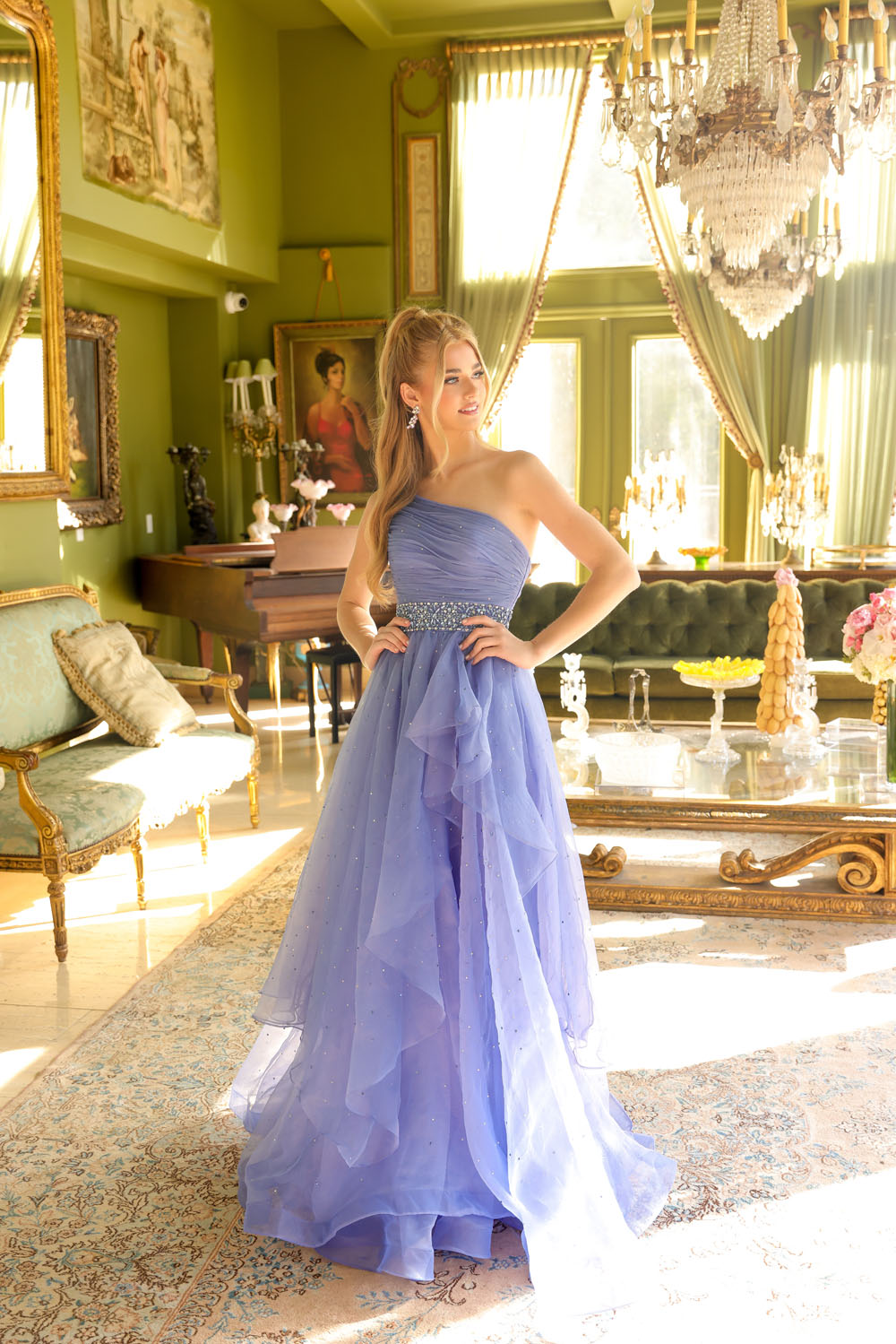 Ava Presley 29534 prom dress images. Ava Presley 29534 is available in these colors: Periwinkle, White, Turquoise.