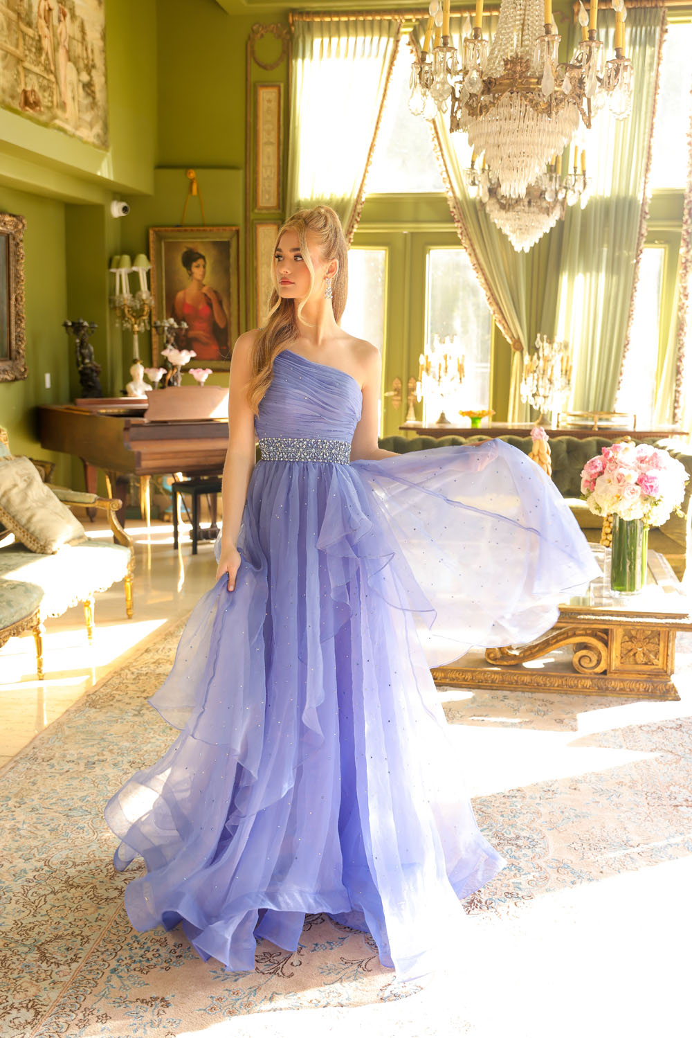Ava Presley 29534 prom dress images. Ava Presley 29534 is available in these colors: Periwinkle, White, Turquoise.