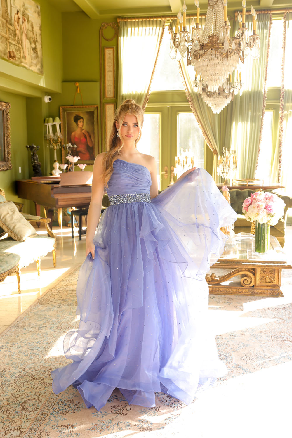 Ava Presley 29534 prom dress images. Ava Presley 29534 is available in these colors: Periwinkle, White, Turquoise.