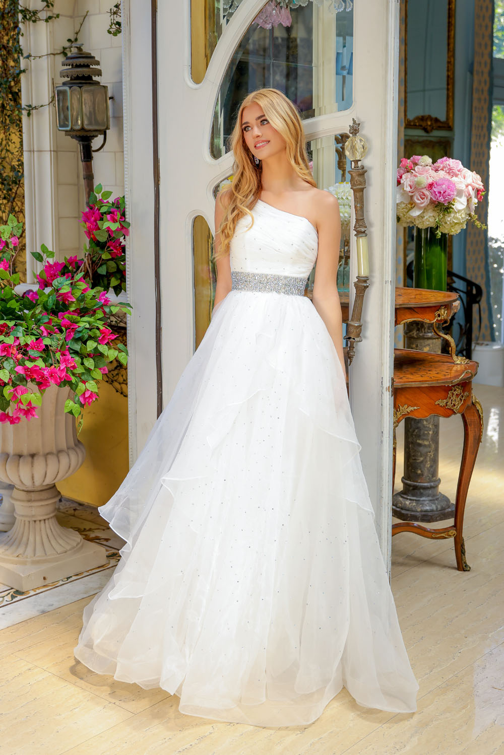 Ava Presley 29534 prom dress images. Ava Presley 29534 is available in these colors: Periwinkle, White, Turquoise.