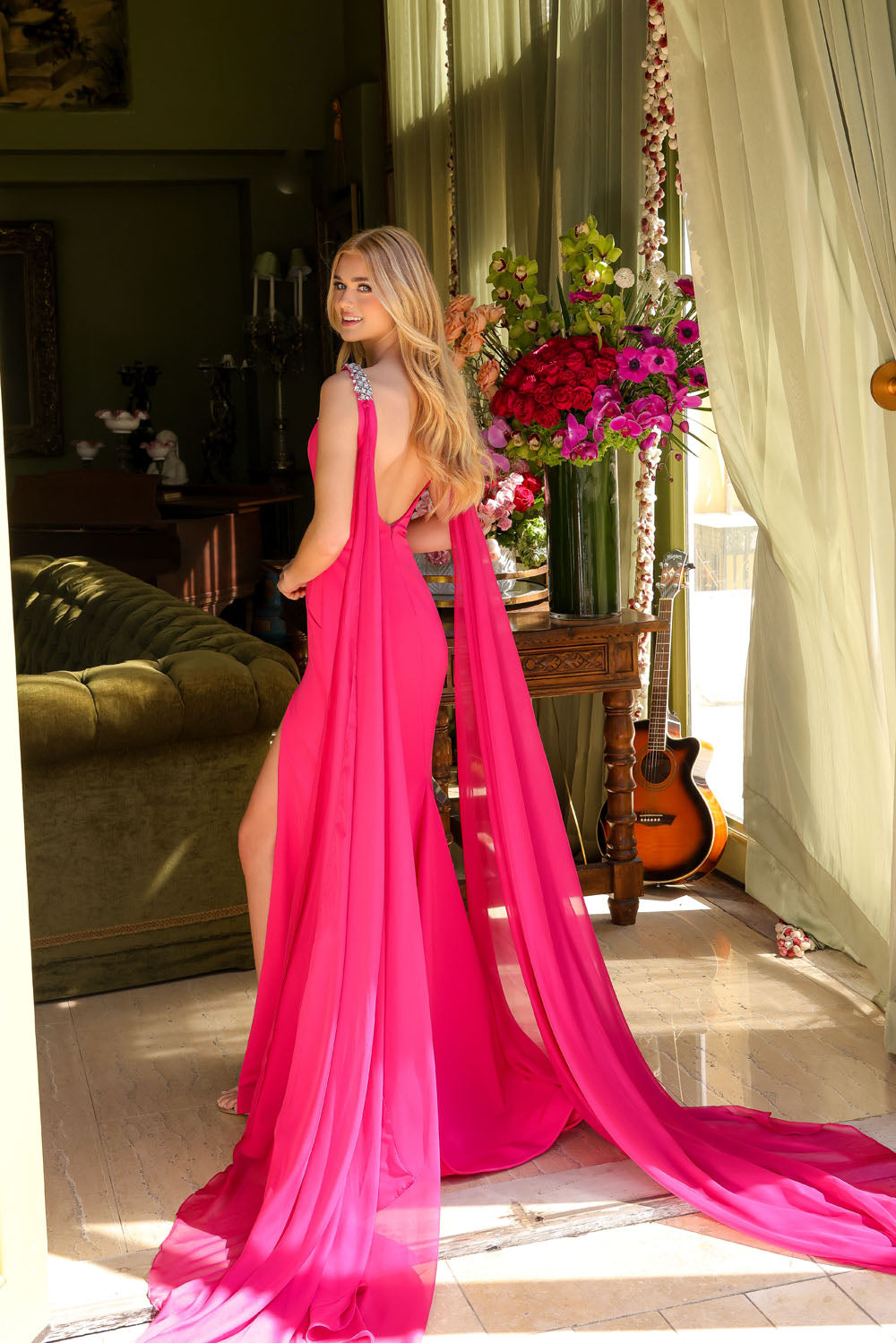 Ava Presley 29535 prom dress images. Ava Presley 29535 is available in these colors: White, Royal, Hot Pink, Red, Black, Powder Blue.