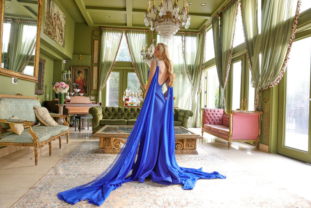 Ava Presley 29535 prom dress images. Ava Presley 29535 is available in these colors: White, Royal, Hot Pink, Red, Black, Powder Blue.