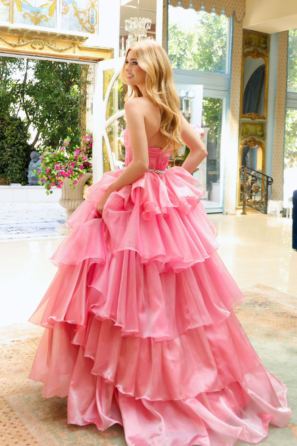 Ava Presley 29546 prom dress images. Ava Presley 29546 is available in these colors: Coral Pink, Sky Blue, Teal.