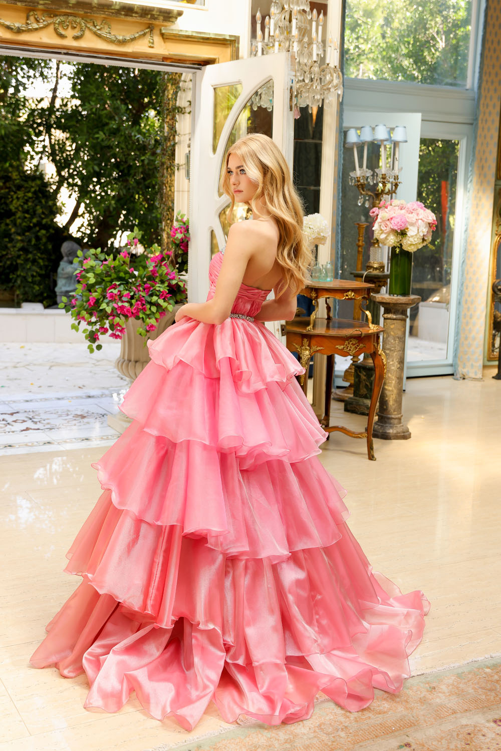 Ava Presley 29546 prom dress images. Ava Presley 29546 is available in these colors: Coral Pink, Sky Blue, Teal.