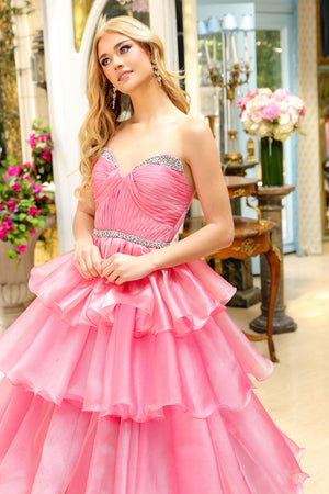 Ava Presley 29546 prom dress images.  Ava Presley 29546 is available in these colors: Coral Pink, Sky Blue, Teal.