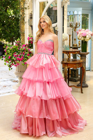 Ava Presley 29546 prom dress images.  Ava Presley 29546 is available in these colors: Coral Pink, Sky Blue, Teal.