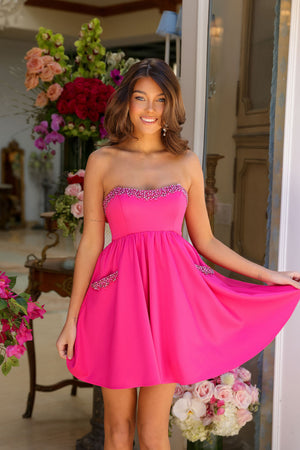 Ava Presley 29837 prom dress images.  Ava Presley 29837 is available in these colors: Fuchsia, Black, Off White, Periwinkle.