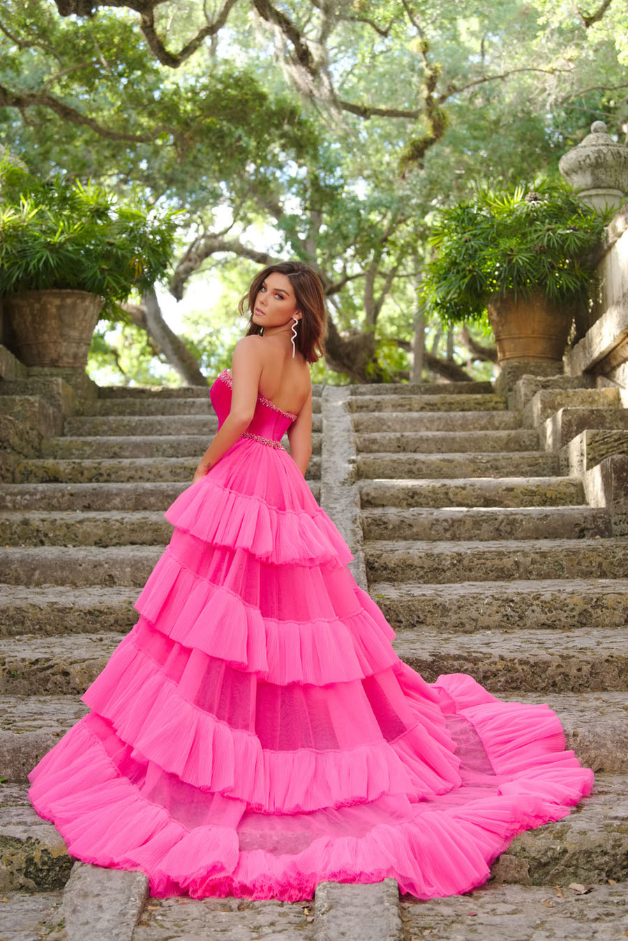 Ava Presley 38334 prom dress images. Ava Presley 38334 is available in these colors: White Lilac, Fuchsia Pink.