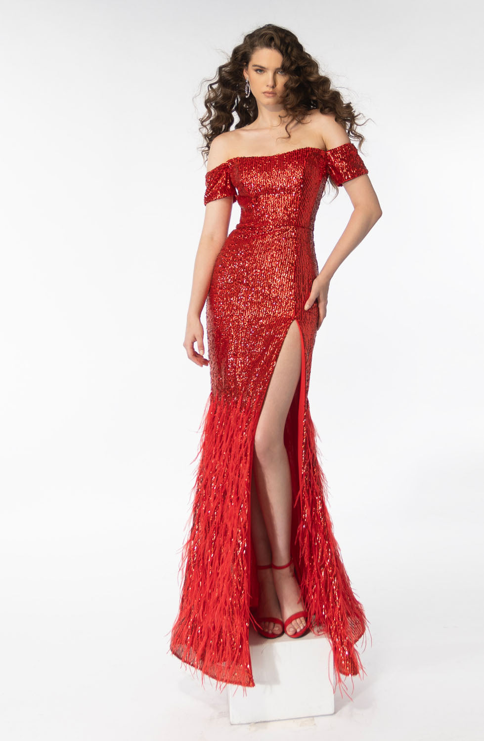 Ava Presley 39255 prom dress images. Ava Presley 39255 is available in these colors: Red, Black, Iridescent Purple, Iridescent Ocean.