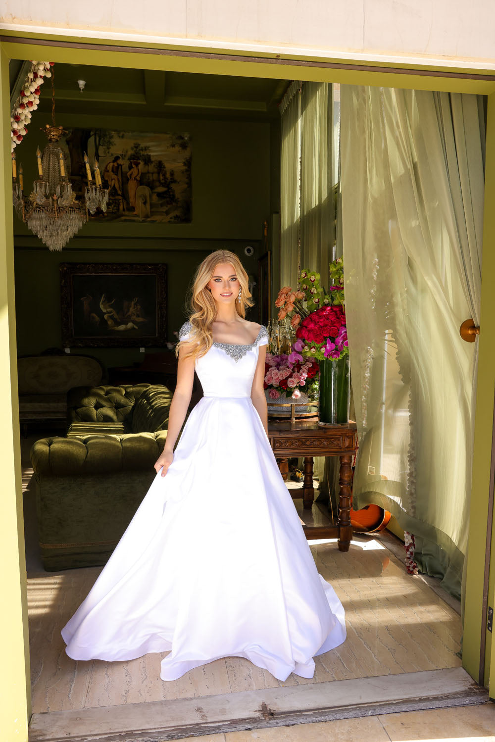 Ava Presley 39322 prom dress images. Ava Presley 39322 is available in these colors: White, Sky Blue, Orchid, Red.