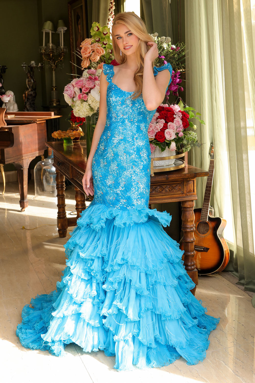 Ava Presley 39551 prom dress images. Ava Presley 39551 is available in these colors: Periwinkle, Turquoise, .