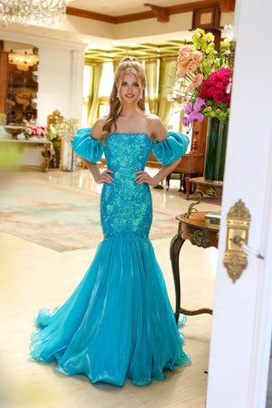 Ava Presley 39570 prom dress images.  Ava Presley 39570 is available in these colors: Turquoise, Pink, Black, Coral, Off White, Fuchsia.
