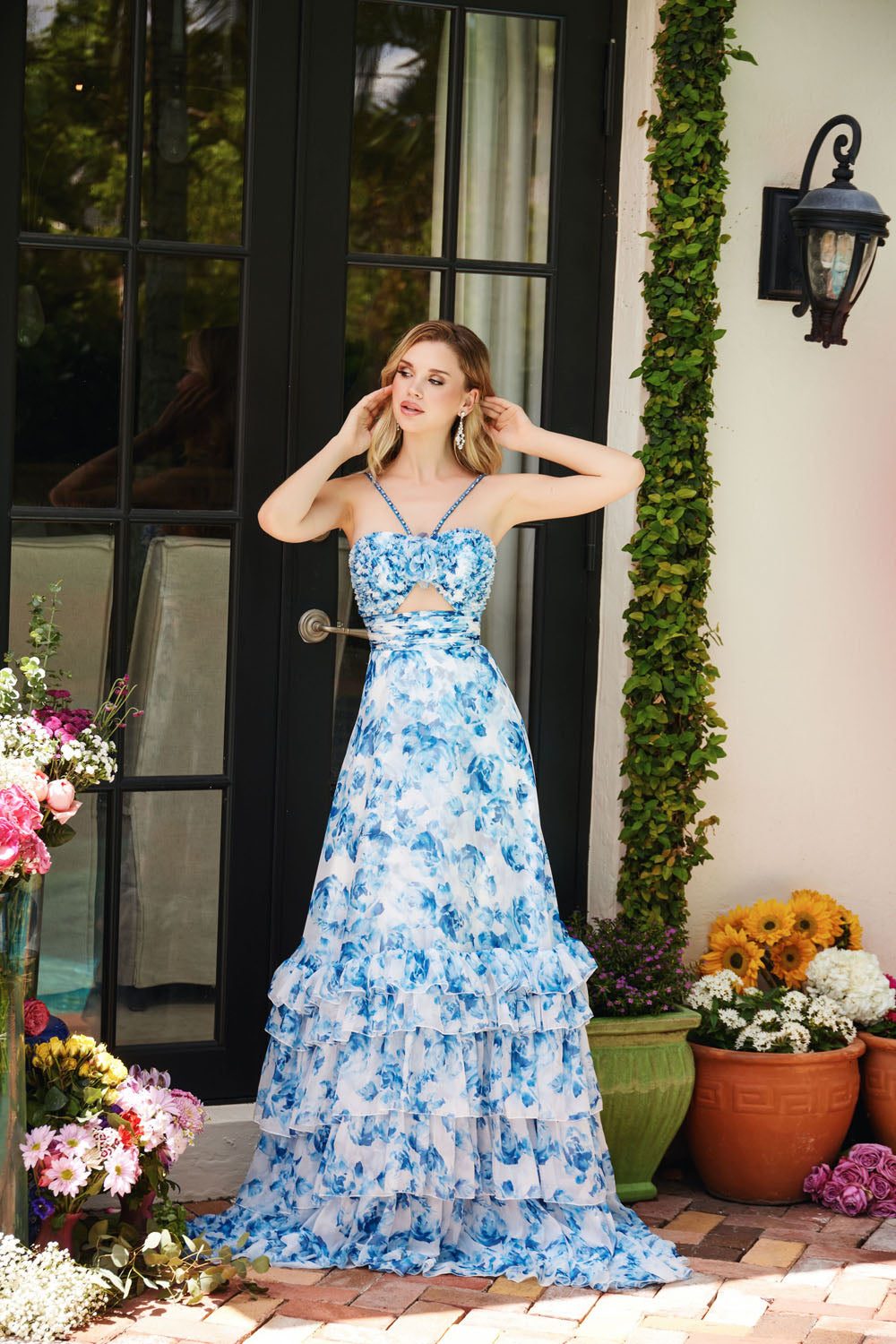 Ava Presley 40026 prom dress images. Ava Presley 40026 is available in these colors: White Light Blue,White Yellow,White Pink.