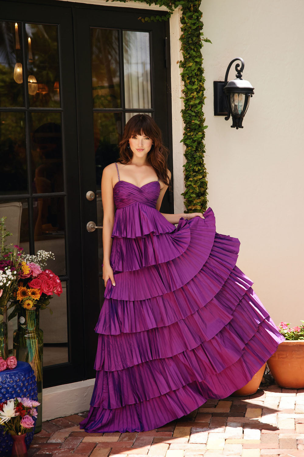 Ava Presley 40046 prom dress images. Ava Presley 40046 is available in these colors: Peacock,Violet.