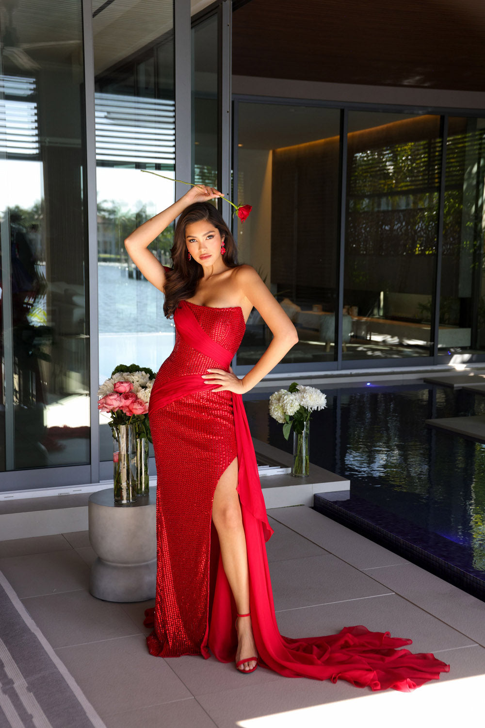 Ava Presley 47124 prom dress images. Ava Presley 47124 is available in these colors: White, Red, Light Blue.