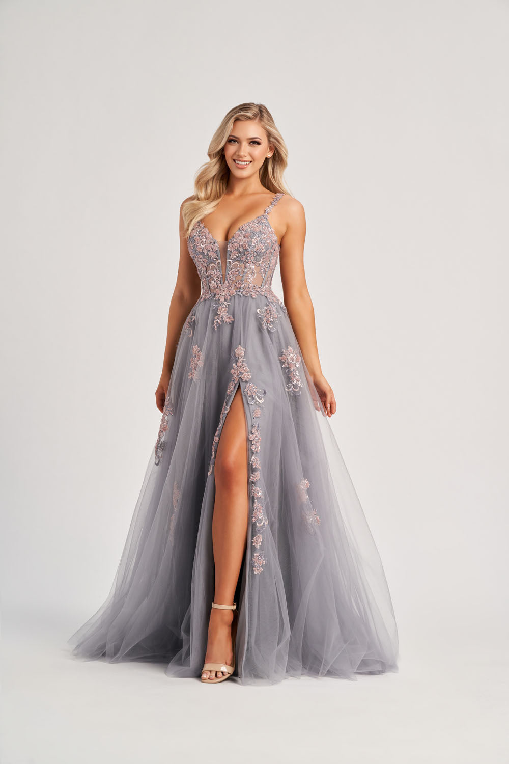 Colette CL8130 prom dress images.  Colette CL8130 is available in these colors: Platinum Blush.