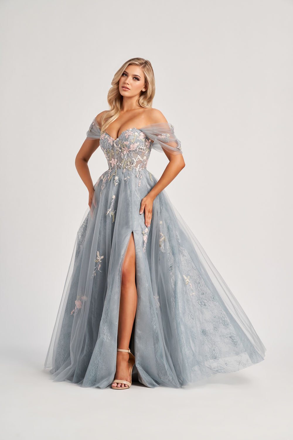 Colette CL8150 prom dress images.  Colette CL8150 is available in these colors: Platinum Multi.