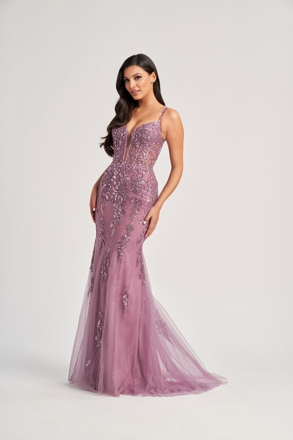 Colette CL8210 prom dress images.  Colette CL8210 is available in these colors: Heather, Black.