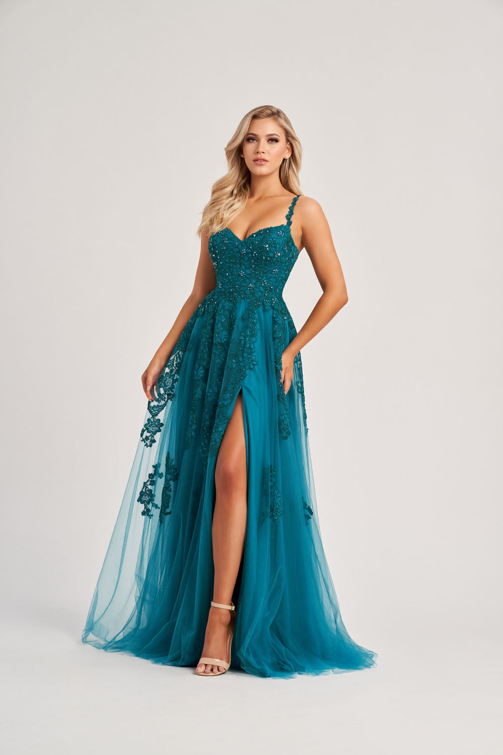 Colette CL8220 prom dress images.  Colette CL8220 is available in these colors: Jade, Black.