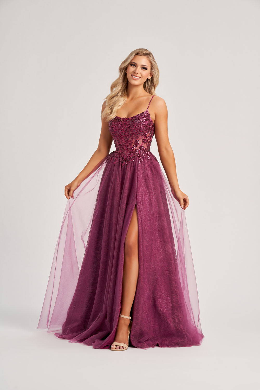 Colette CL8240 prom dress images.  Colette CL8240 is available in these colors: Berry, Periwinkle.